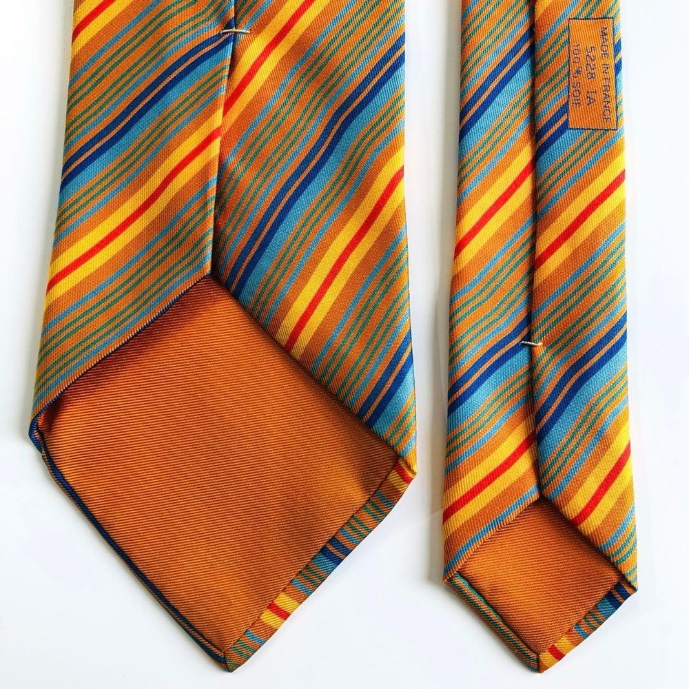 HERMES tie stripe pattern orange