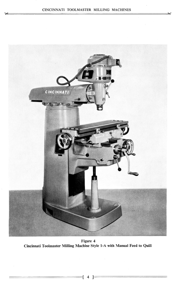 CINCINNATI Toolmaster Milling Machine 1A, 1B, 1C Operator Owners Manual 0128