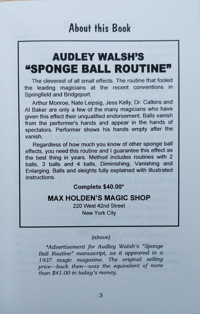 Sponge Ball Manipulation by Audley Walsh