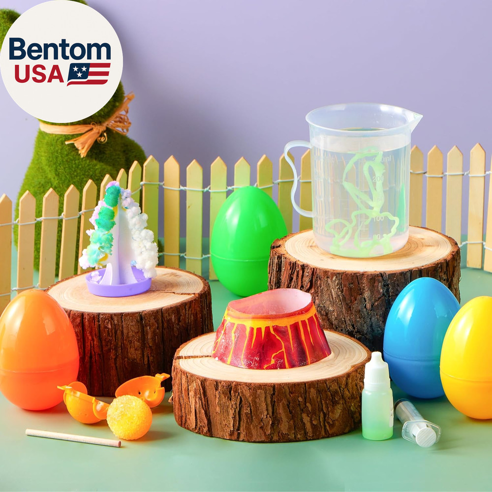 4Pcs Jumbo Easter Science Experiment Eggs, Colorful Eggs Prefilled with 4 Fun Ed