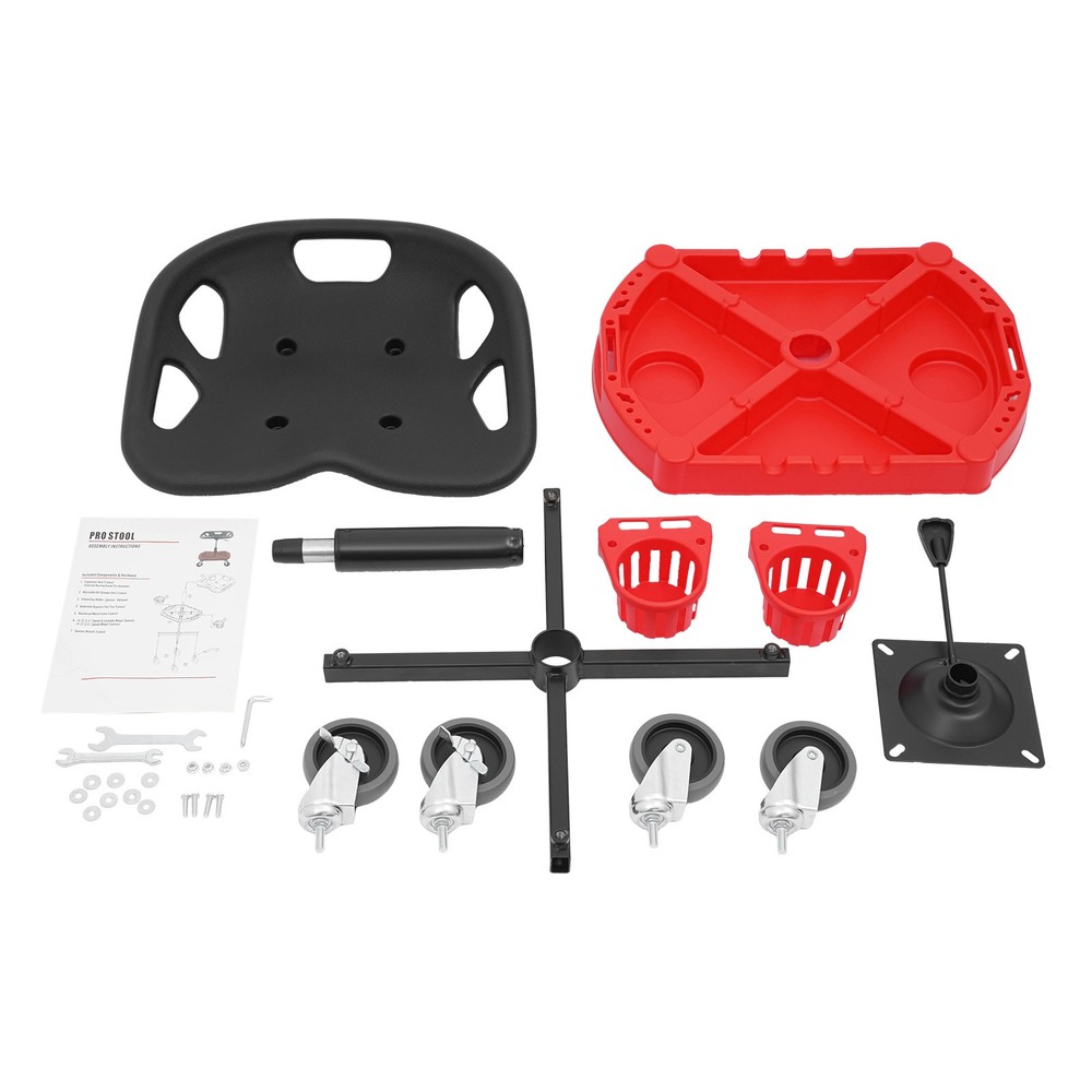 Adjustable Rolling Shop Stool with Tool Storage and Comfort Seat