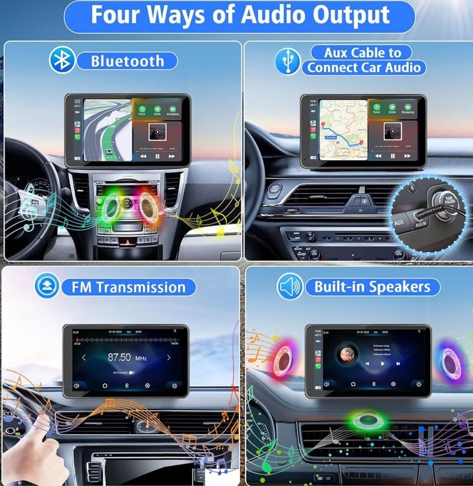 Portable Wireless Apple CarPlay and Android Auto IPS Touch Screen for Car