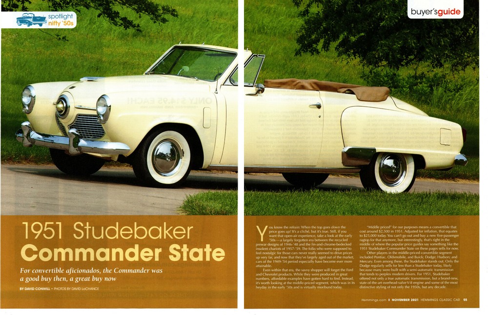 1951 STUDEBAKER COMMANDER STATE ~ GREAT 6-PAGE ARTICLE / AD