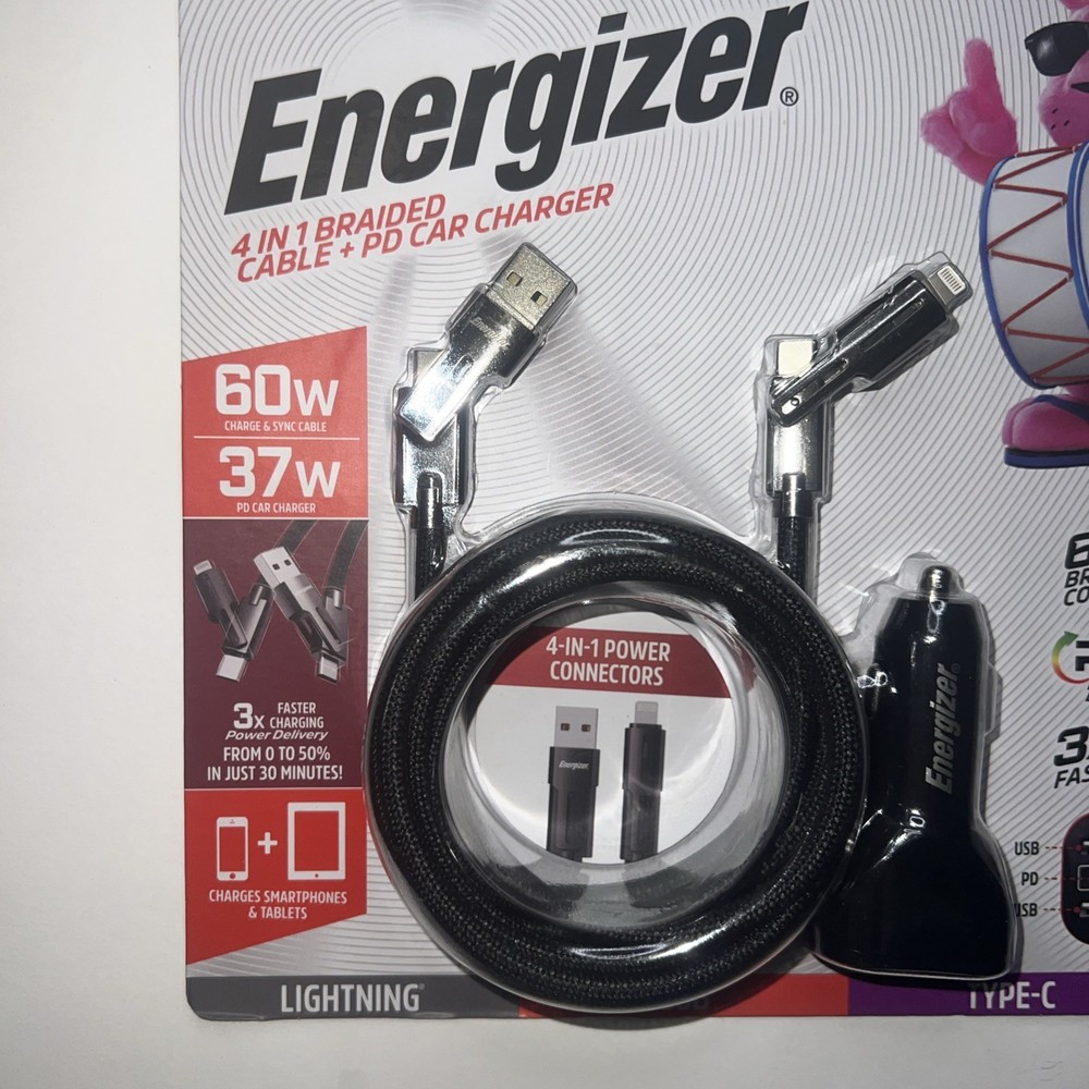 Energizer Universal Braided Cable 4-in-1 Power Conectors