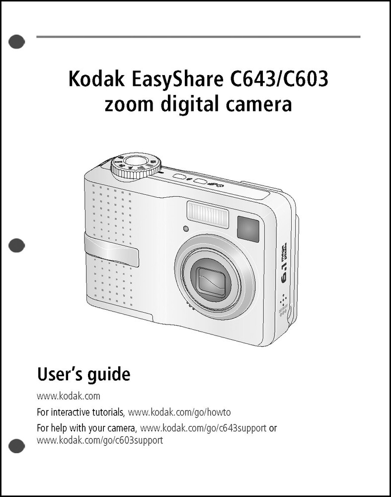 Kodak EasyShare C643 Digital Camera User Guide Instruction  Manual