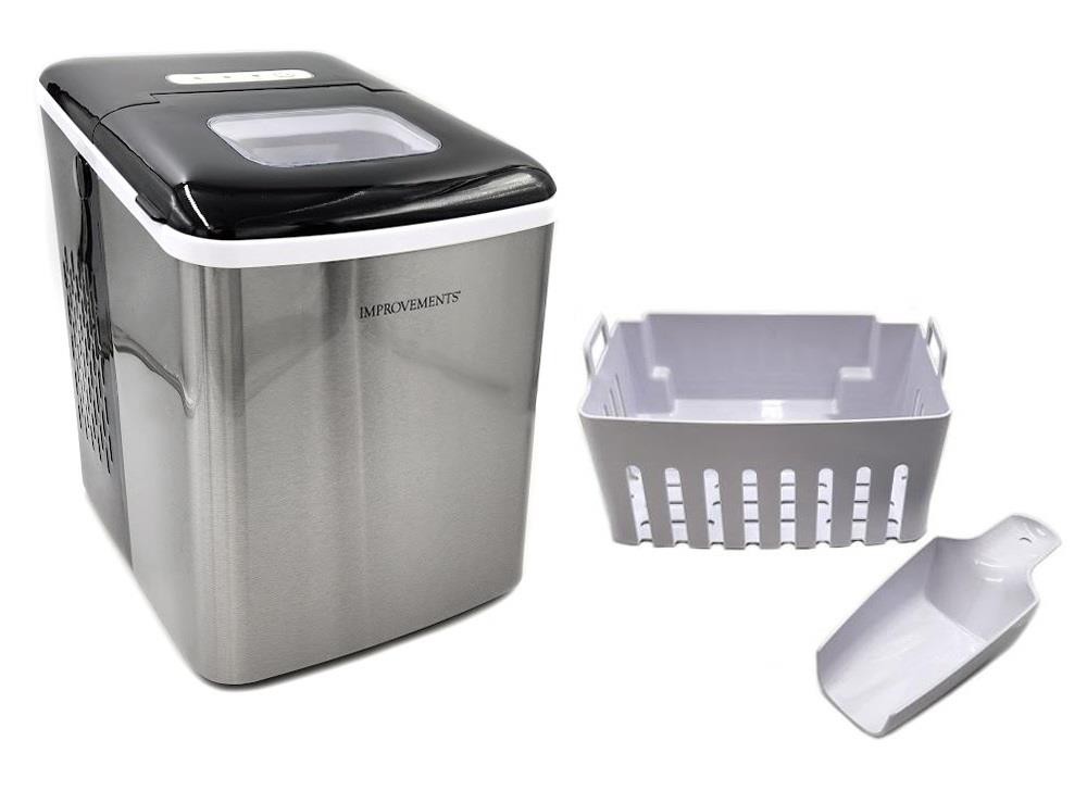Improvements Stainless Steel Bullet Shaped 26 lb. Compact Ice Maker (Silver)