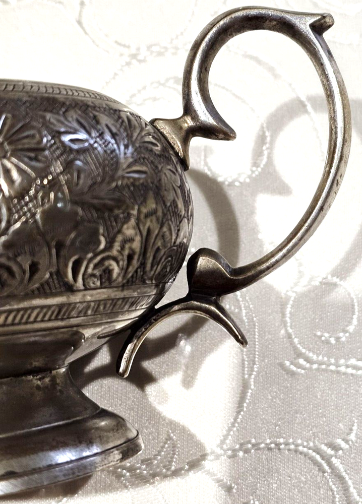 Vintage Melchior Silverplate Etched Creamer & Sugar Bowle EIC India