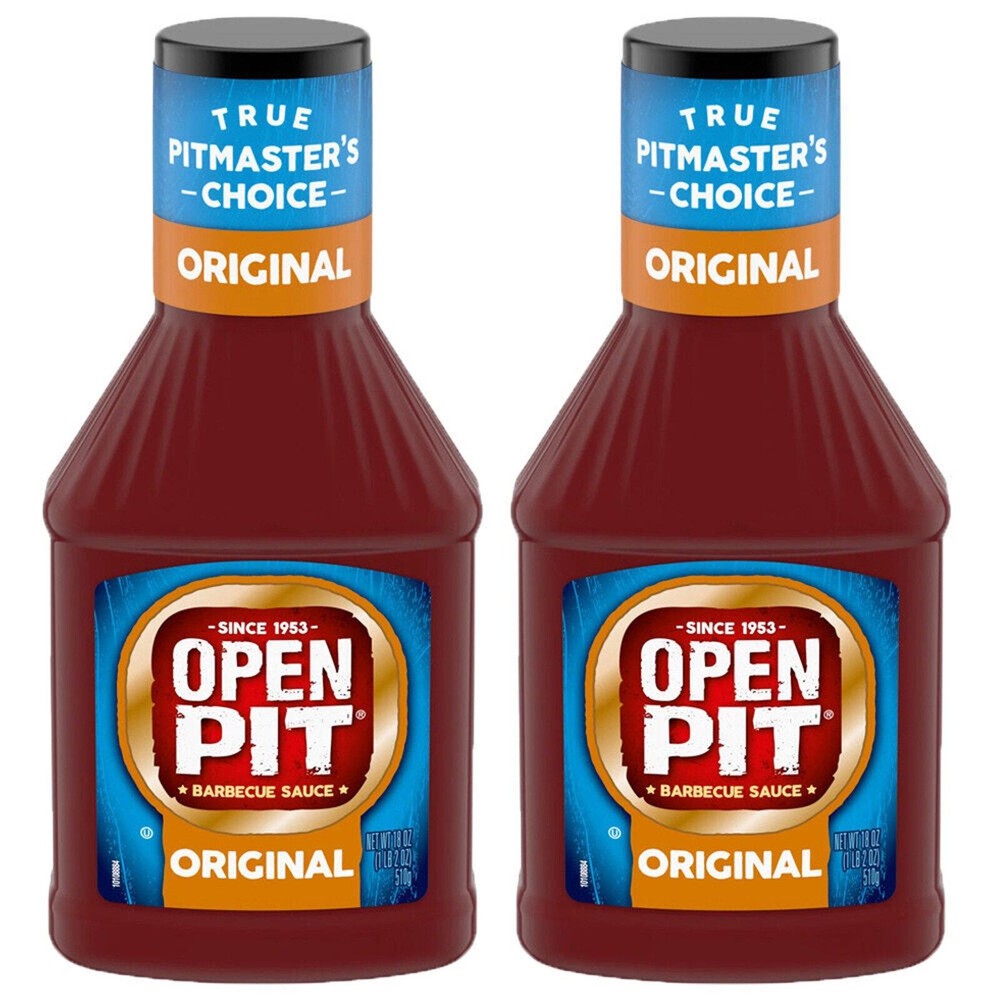 2 Pack Open Pit Authentic Taste Blue Label Original Barbecue Sauce 18 oz Bottles