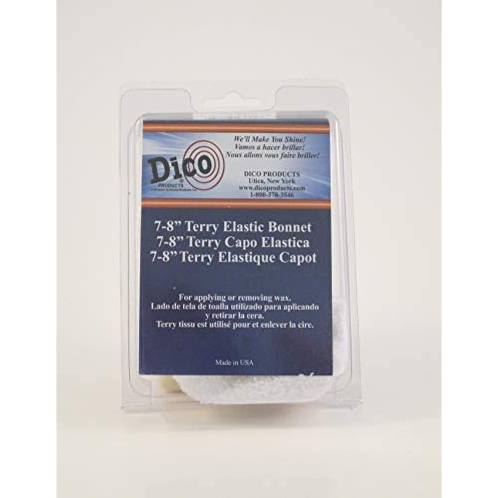 Dico Elastic Edge Terrycloth Bonnet For Backing Pads, 7-8"