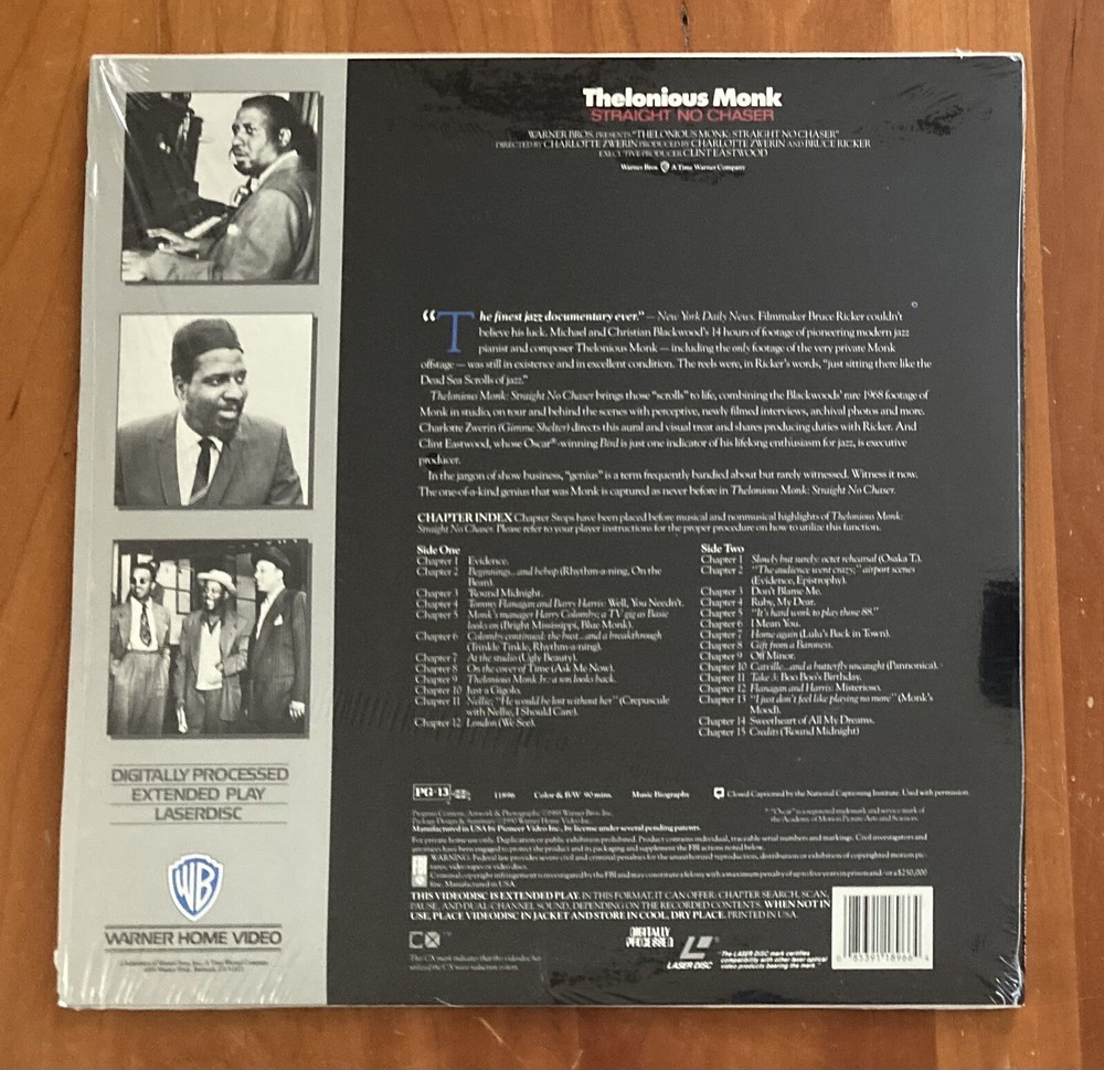 Thelonious Monk Straight No Chaser Laser Disc LD Laser Disc