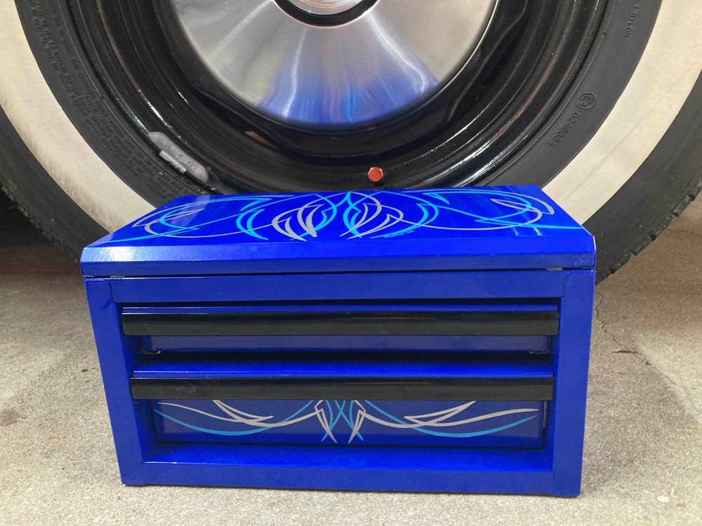 Blue Mini Toolbox Hot Rod Pinstripes