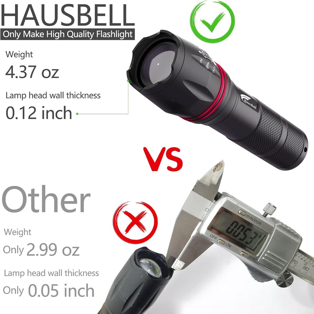 Flashlight 2 Pack, Heavy-Duty Aluminum Tactical Flashlights High Lumen