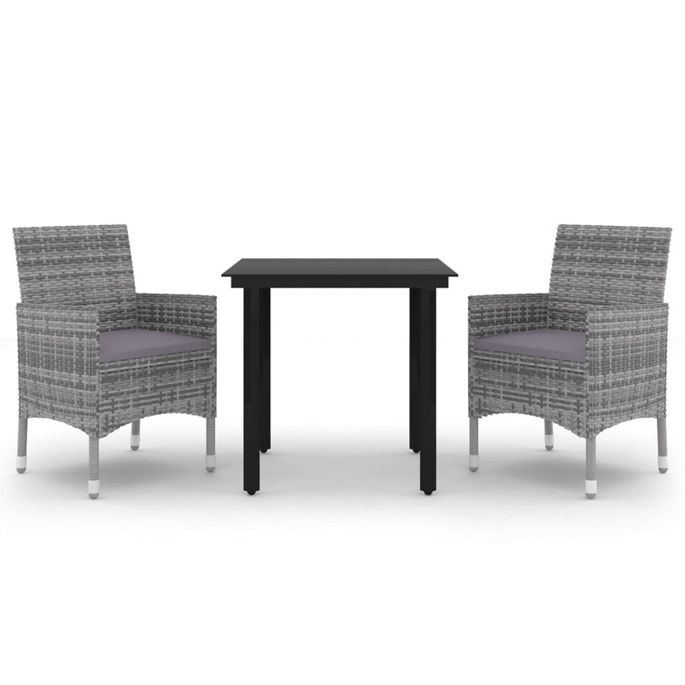 Garden Dining Set Grey, Dark grey, Black