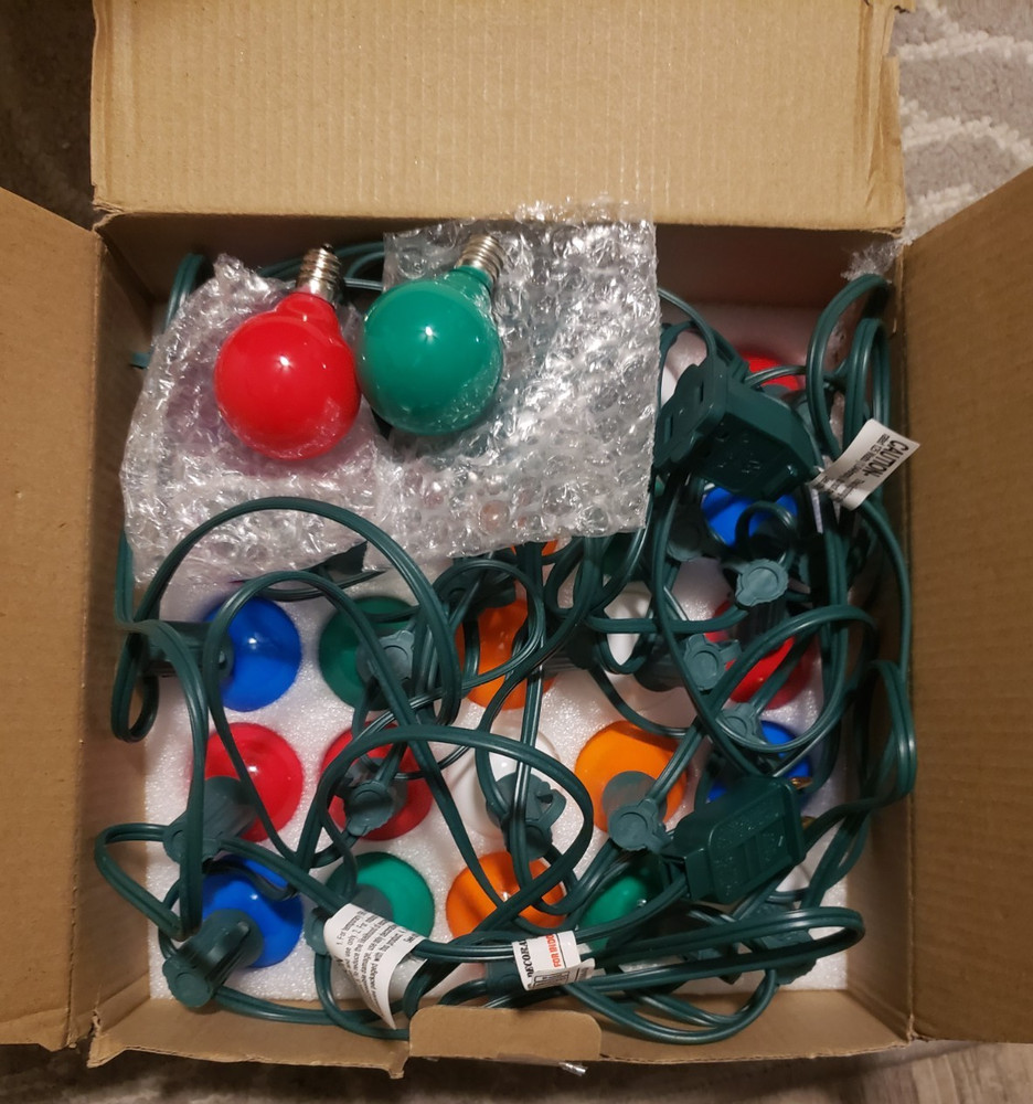 G40 MULTI COLORED 25 GLOBE STRING LIGHTS CHRISTMAS PATIO YARD DECOR.~NEW