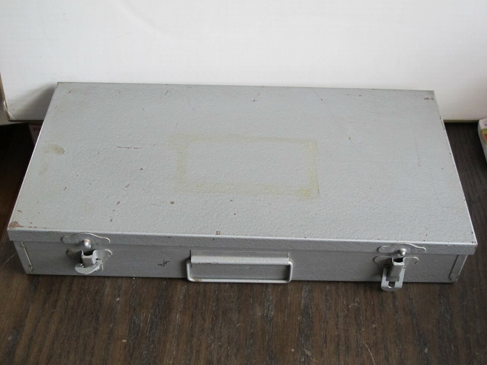 Vintage Microscope Glass Slides Box Case - Solid Metal - 150 Pieces Storage