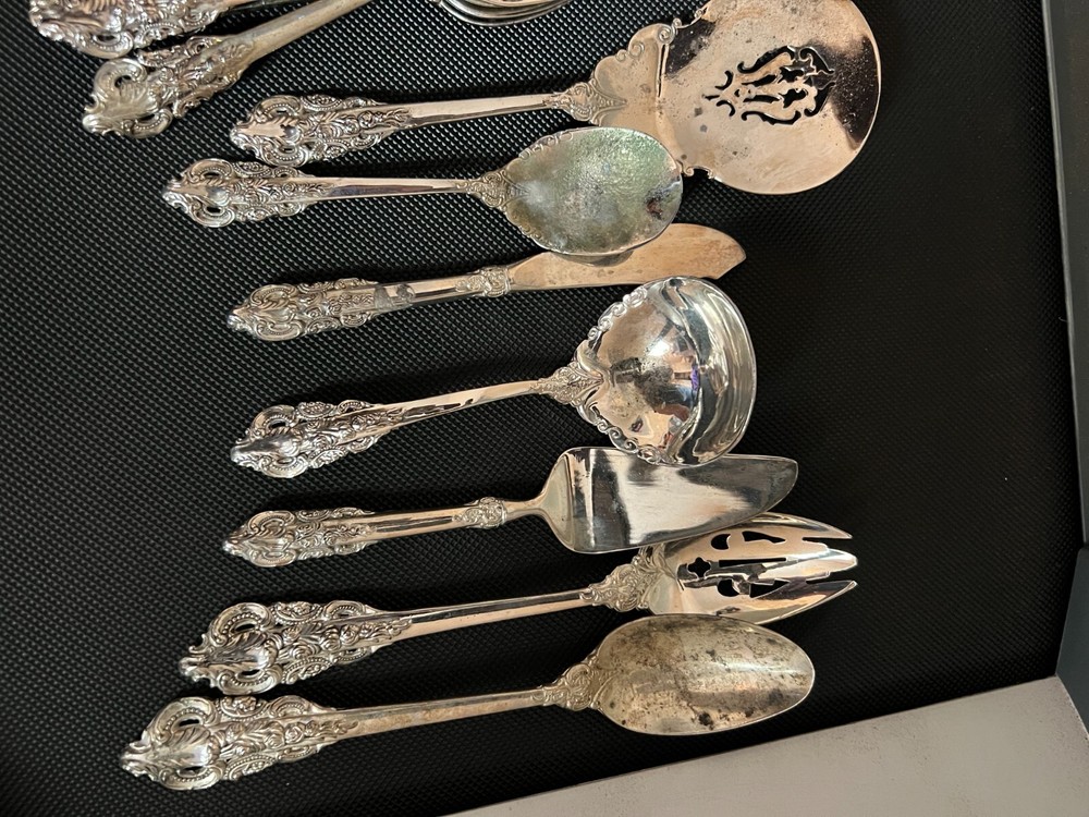 Vintage Silver Plated Flatware, 7 piece serving set, Baroque by Godinger