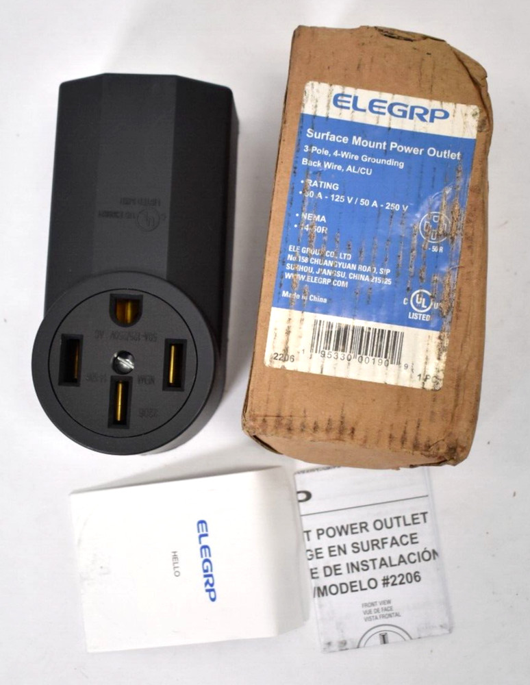 Elegrp Surface Mount Power Outlet 3 Pole 4 Wire Grounding Tool Surface Mount