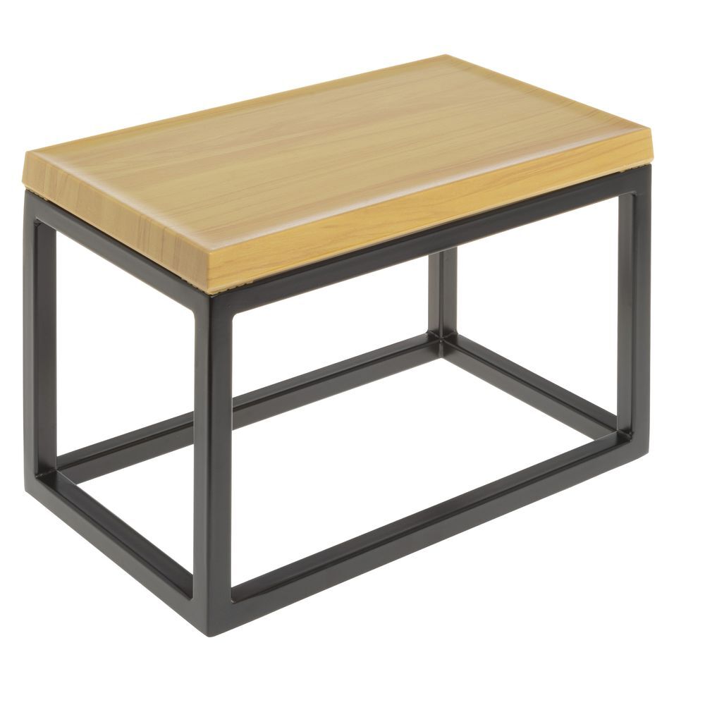 HUBERT® Black Display Riser with Butcher Block Top - 7"H