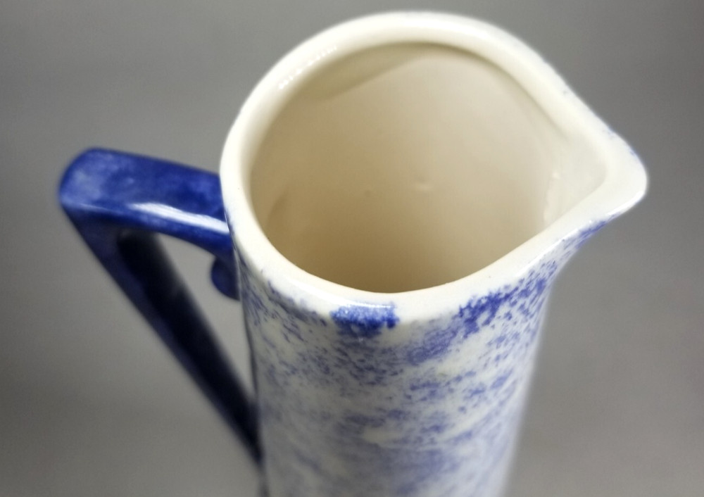 Blue & White Spongeware Stoneware Pitcher