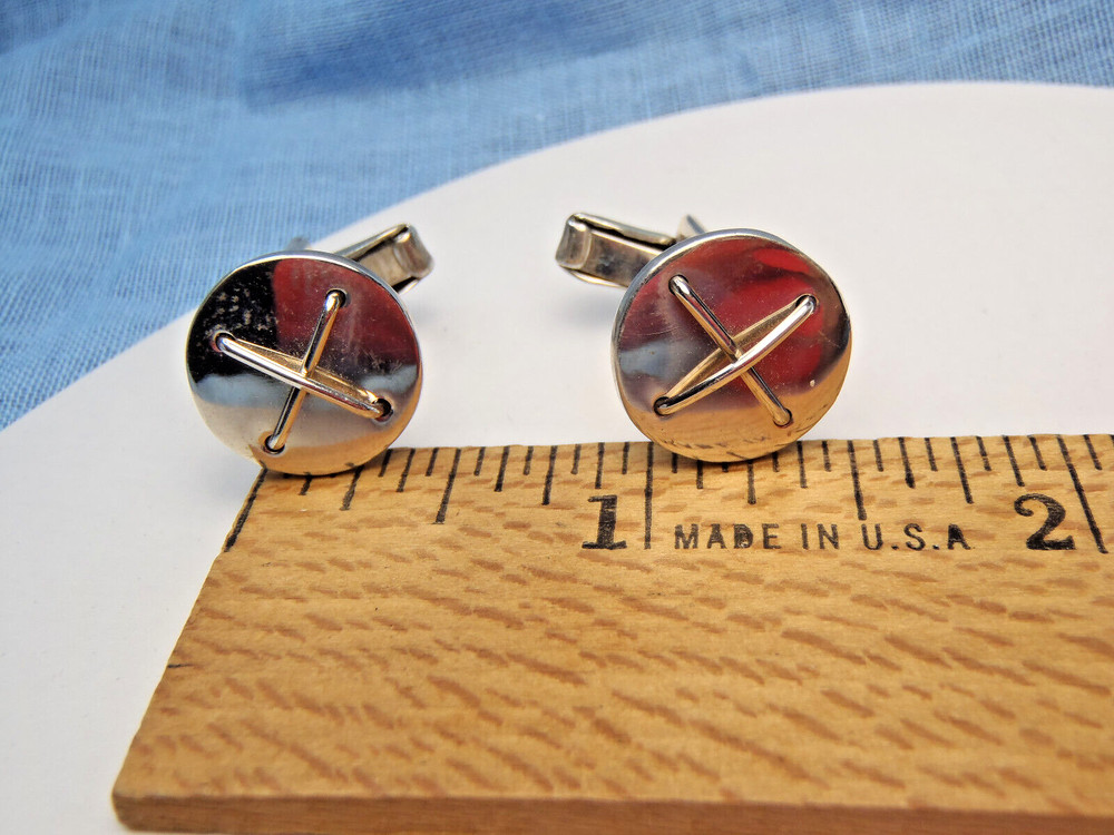 Vintage Sterling Silver HandMade Button Cufflinks 1960s