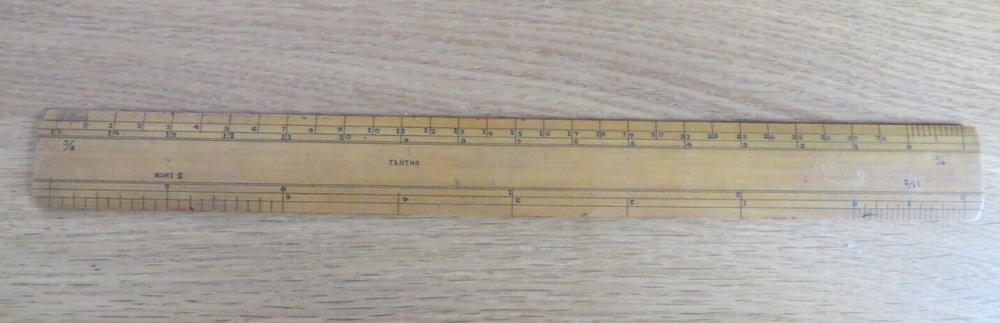 VINTAGE BOXWOOD SCALE RULER 1ft - Armstrong - Multiple Graduations