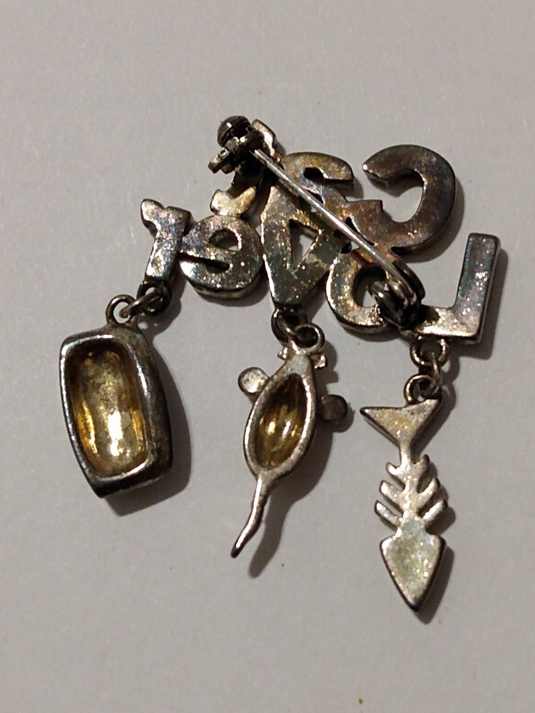 CAT LOVER Dangling Drop Charms Lapel Pin