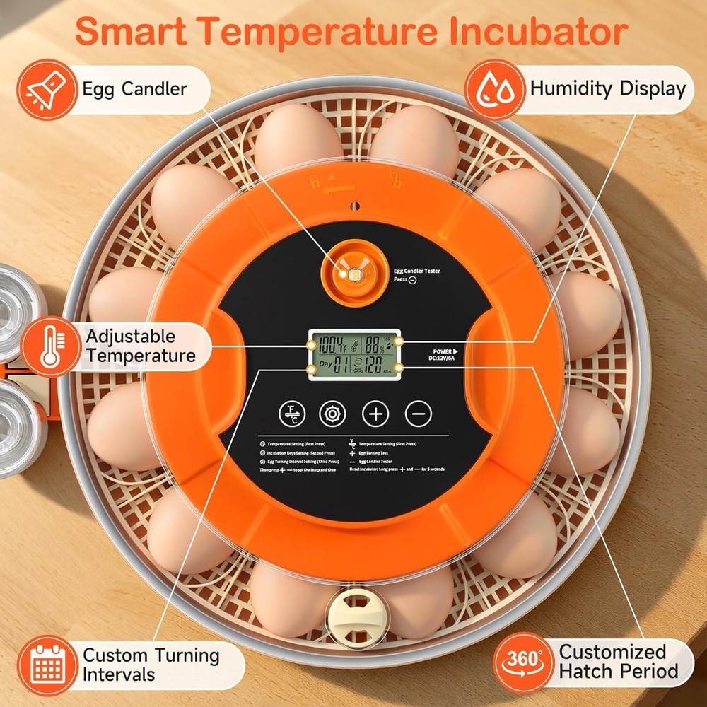 Automatic Egg Incubator with Humidity Control, Turn & Temperature for Chicken...