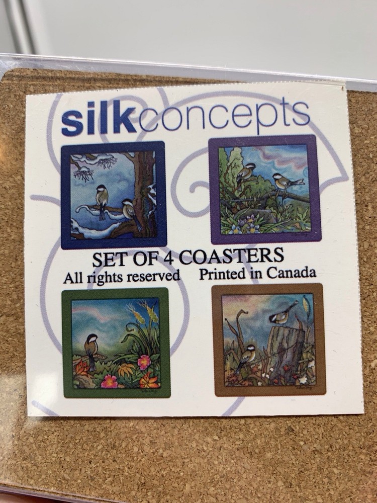 Silk Concepts Coasters W/ Birds 2 Sets