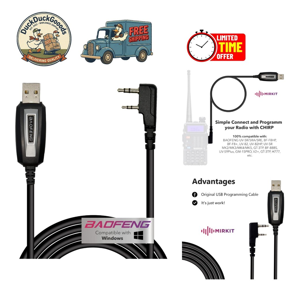 Versatile USB Programming Cable for Baofeng UV-82, BF-F8HP & More - Male-Male