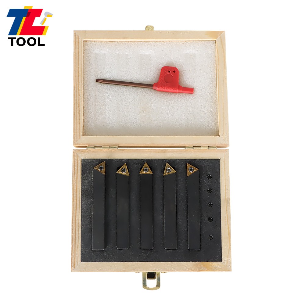 5-Pcs 3/8" Carbide Indexable Turning Tool Lathe Tool Bit With Carbide Inserts