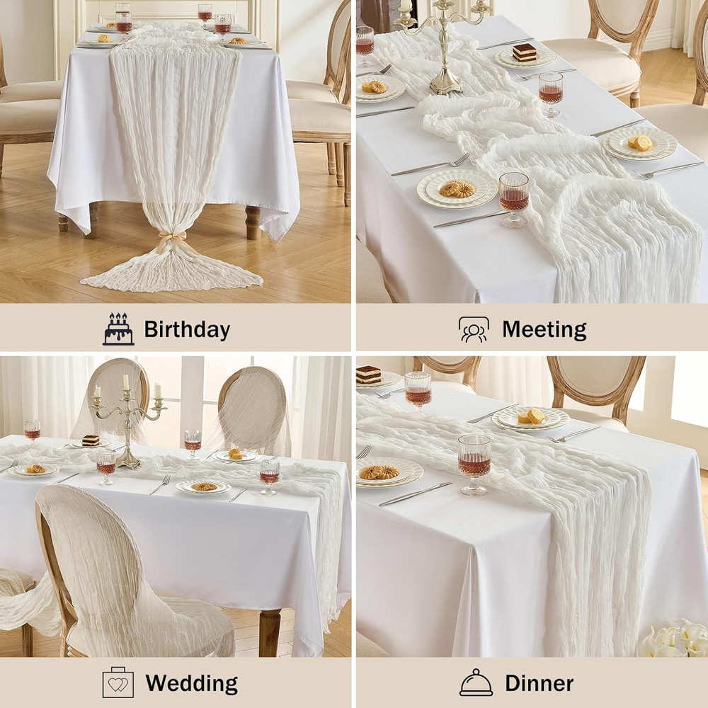 1 Pack Cheesecloth Table Runner -10FT Ivory White Boho Gauze Cheese Cloth Table