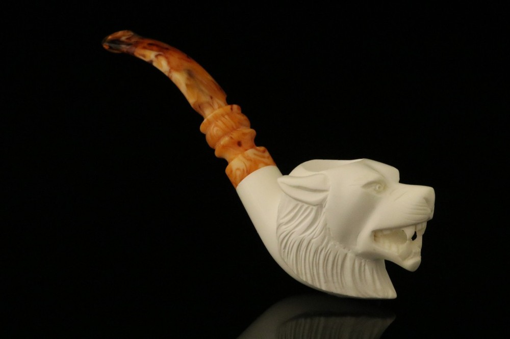 srv - Wolf Block Meerschaum Pipe with fitted case M3604