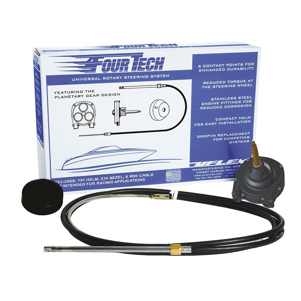 Uflex Fourtech 18' Black Mach Rotary Steering System w/Helm, Bezel & Cable FO...