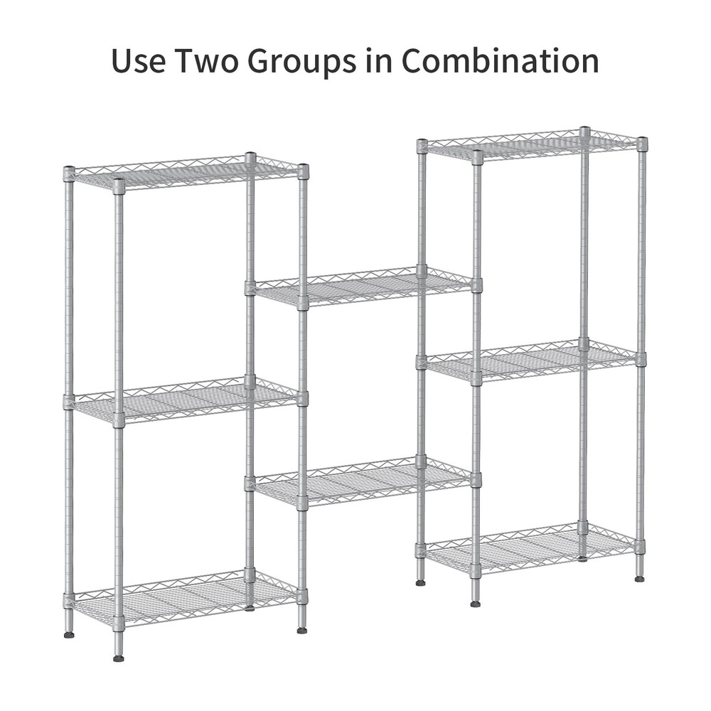 4 Tier Shelf Adjustable Storage Shelf Wire Shelving 400LBS Load Capacity Meta...