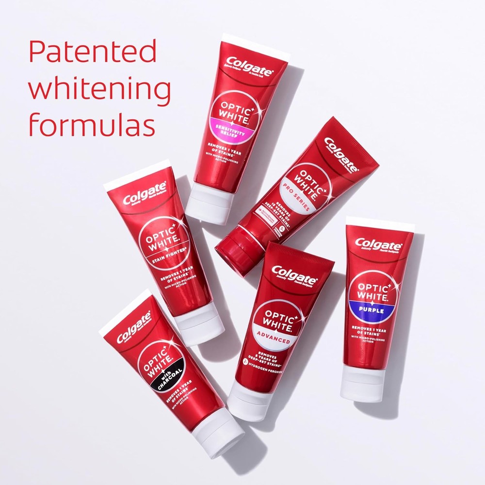 Colgate Optic White with Charcoal Teeth Whitening Toothpaste, Anticavity Toothpa