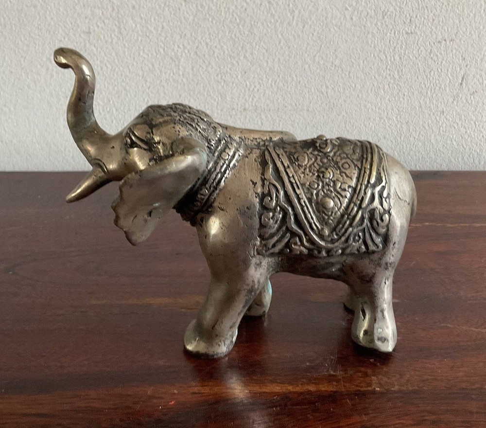 Lovely Silver Tone Elephant Sculpture