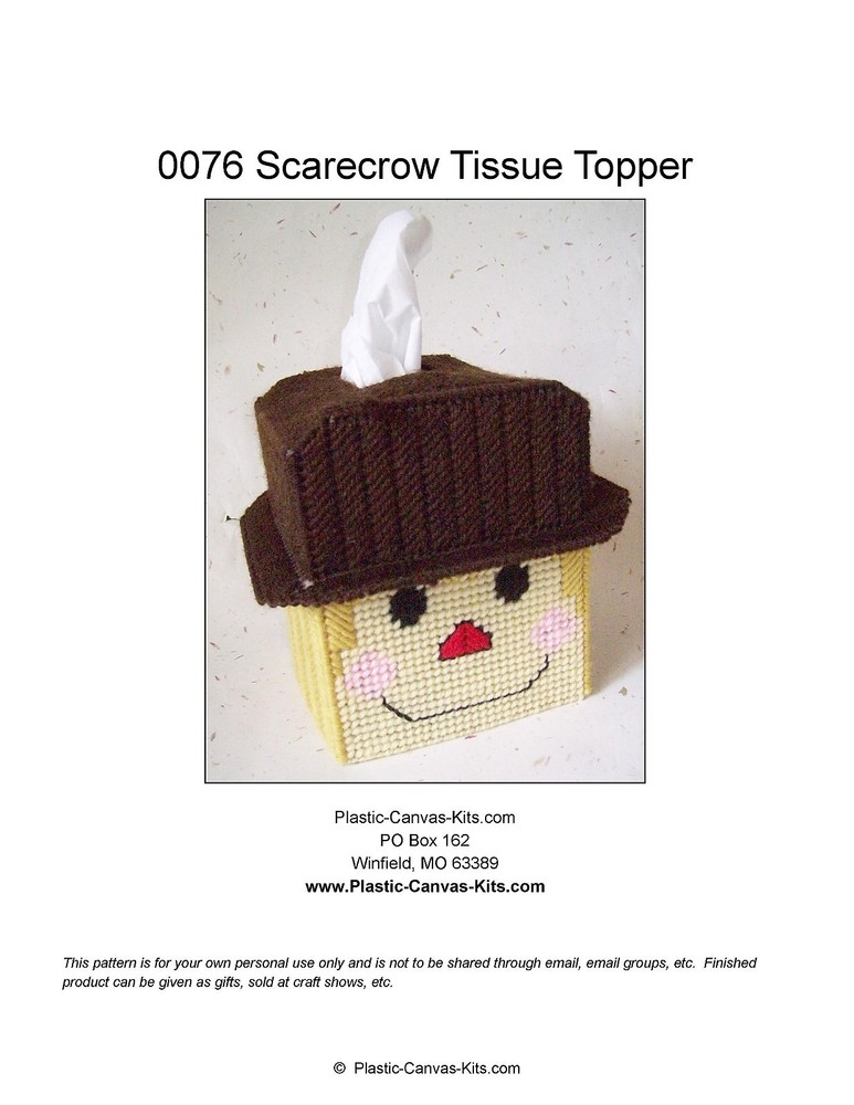 Scarecrow-Fall- Tissue Topper-Plastic Canvas Pattern or Kit