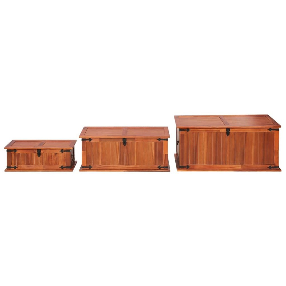 NNEVL Storage Chests 3 pcs Solid Acacia Wood