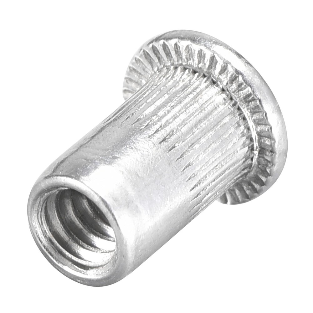 100pcs #6-32 Rivet Nuts Aluminium Alloy Knurled Flat Head Threaded Insert Nut