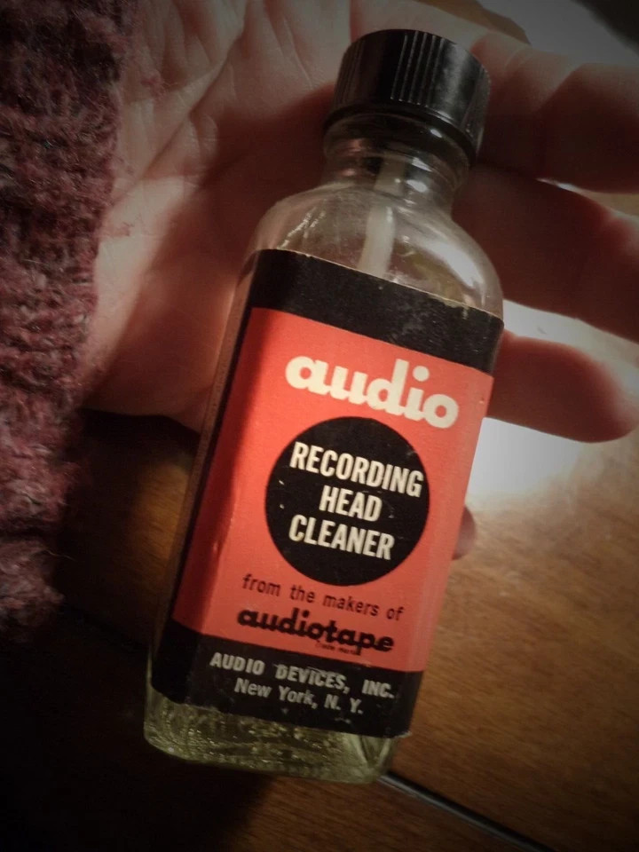 Vintage AUDIO Recorder Head Cleaner Bottle - 3/4 Full