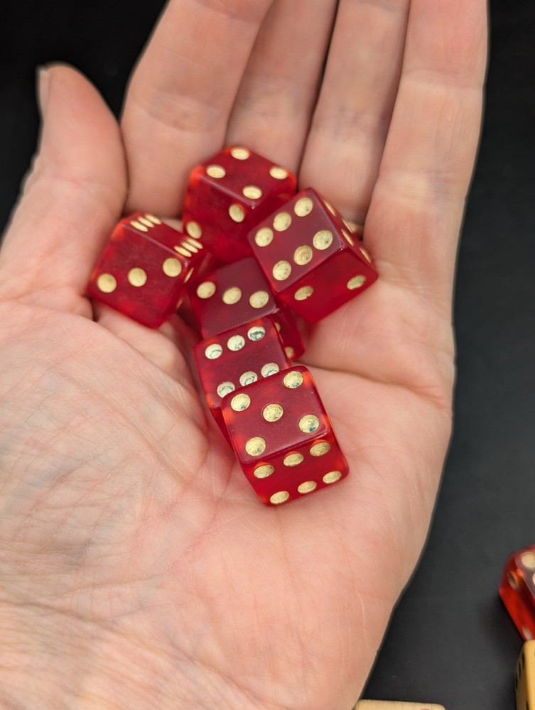 Vintage 7 Cherry Bakelite & 6 Bakelite Mix Dice Set