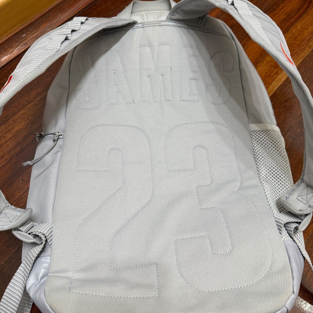 Nike LeBron James Backpack Grey Strive For Greatness 23 Embossed Panel Sports