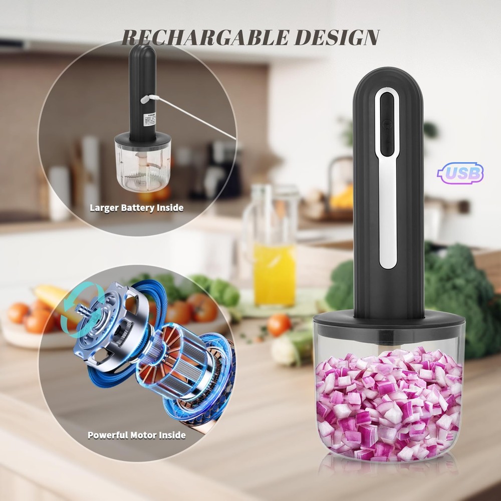 MINI Cordless Food Processor Electric Vegetable Chopper,USB Rechargable Compa...
