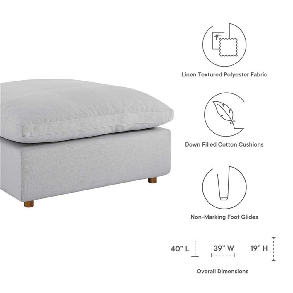 Modway Commix Modern Down Filled Overstuffed Fabric Ottoman in Light Gray