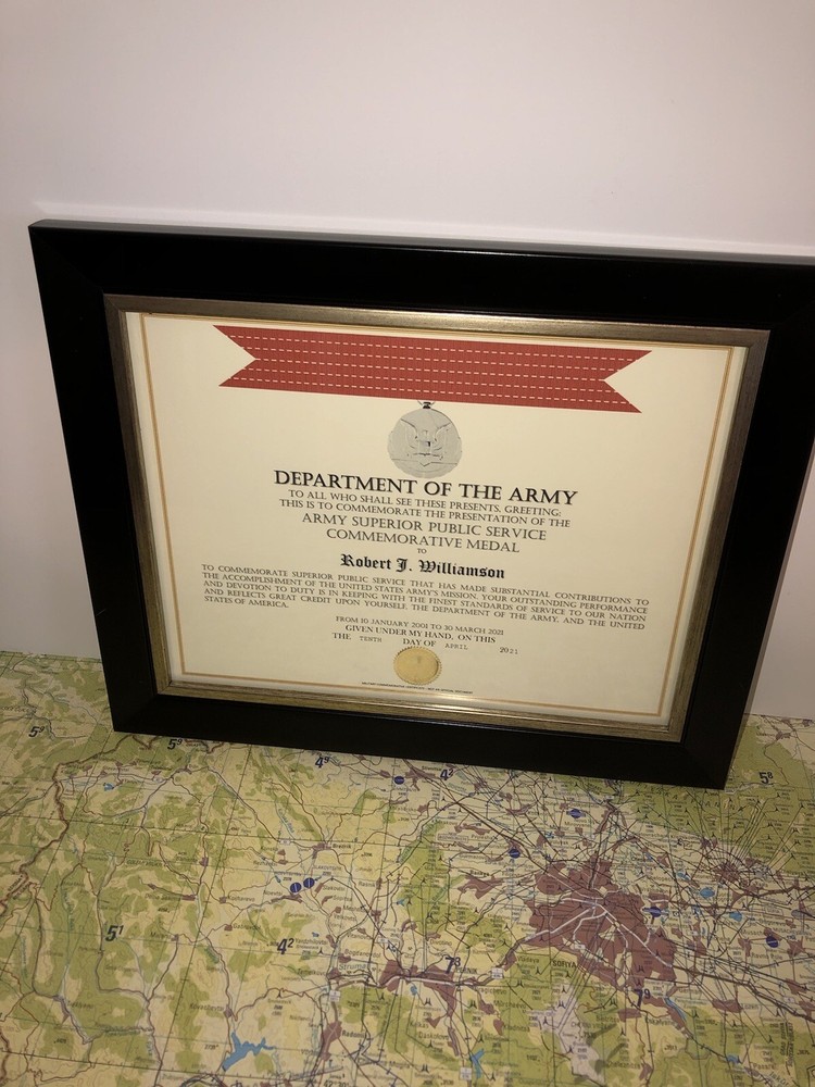 ARMY SUPERIOR PUBLIC SERVICE COMMEMORATIVE MEDAL CERTIFICATE ~ Type-1