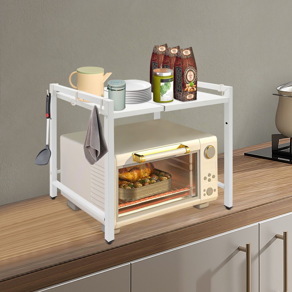 2 Tier Microwave Stand Adjustable Kitchen Shelf for Kitchen Countertop Organizer