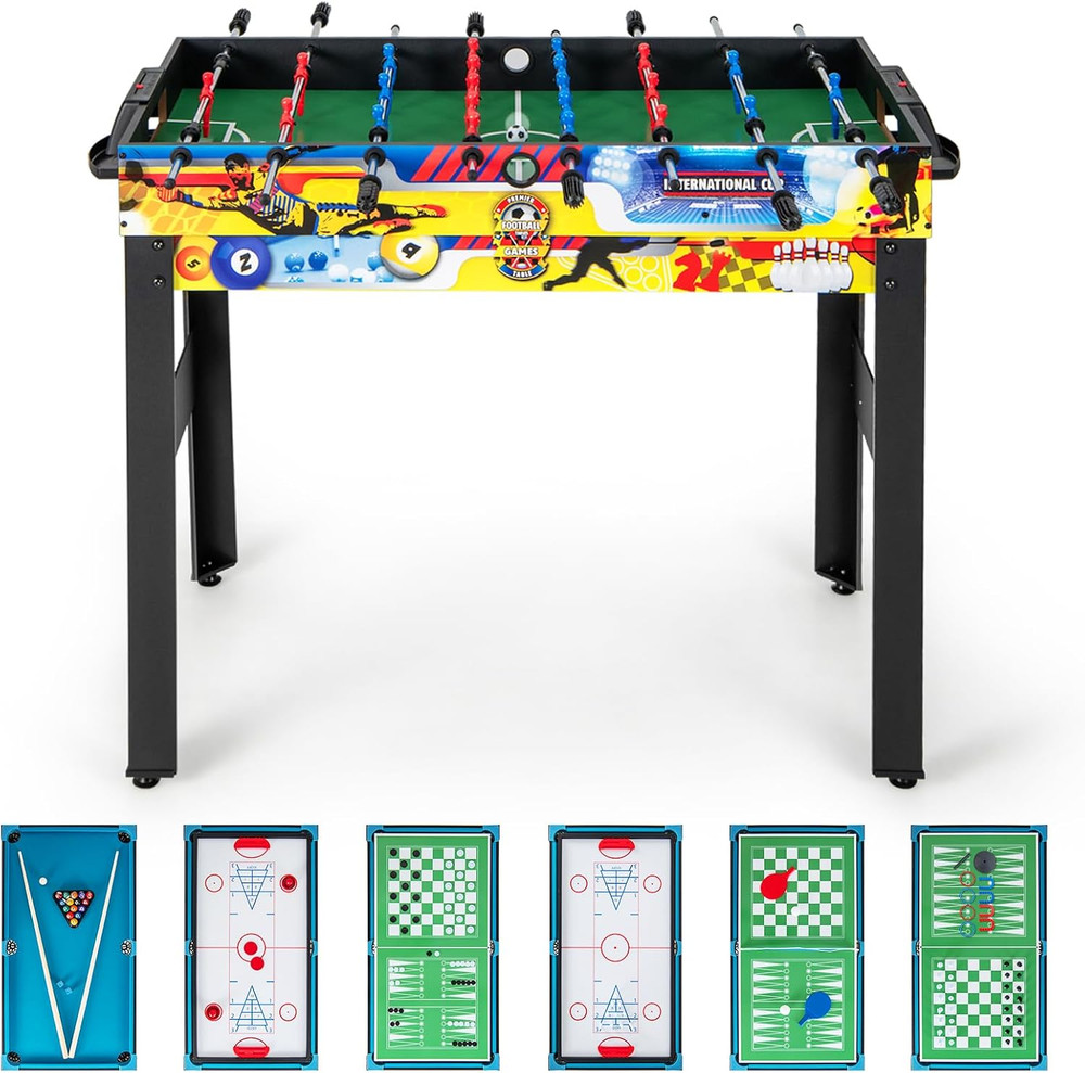 12 in 1 Multi Game Table, 48" Combo Game Table W/Billiards, Foosball, Ping Pong,