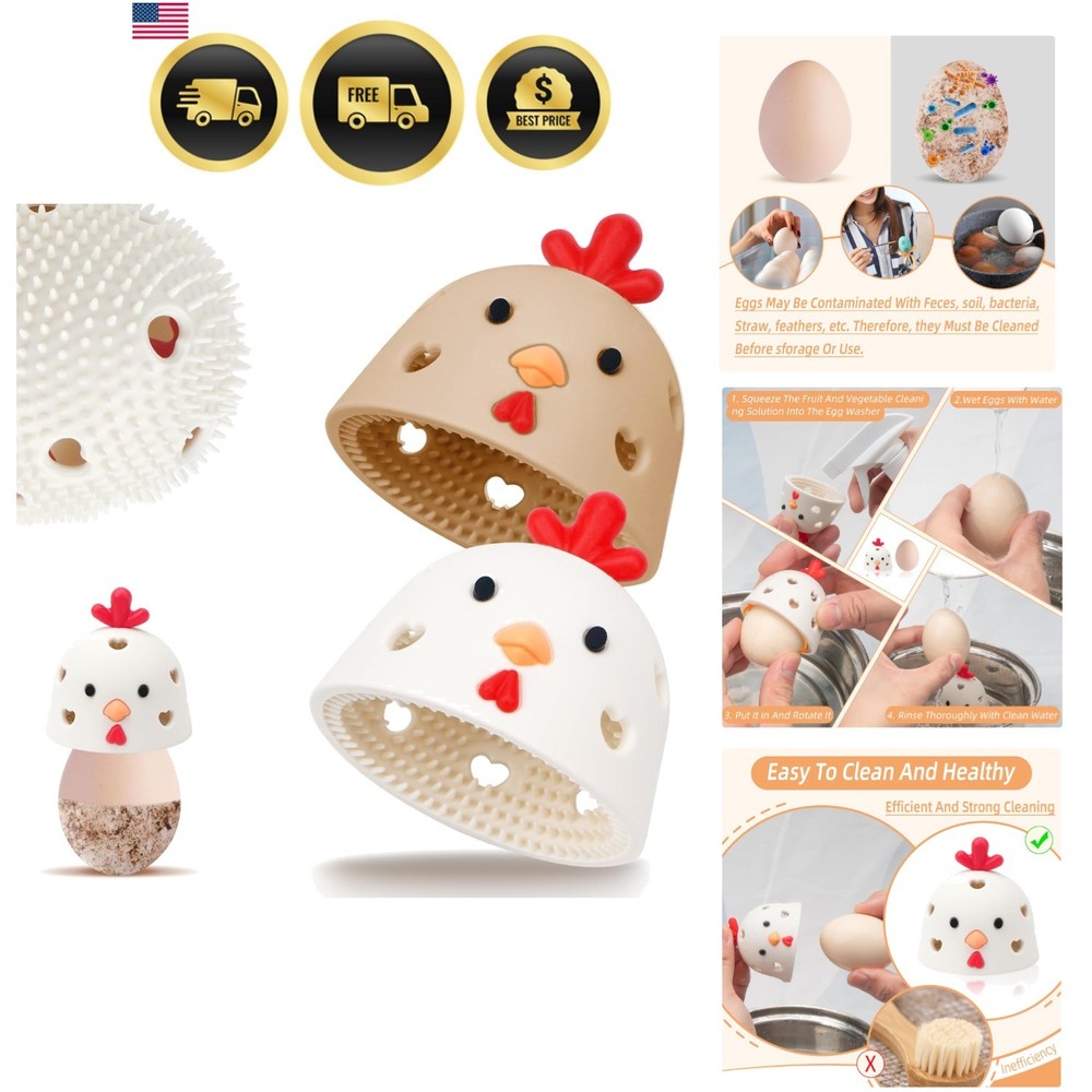 Egg Cleaner Egg Washer Egg Scrubber for Fresh Eggs 2pcs Silicone Reusable