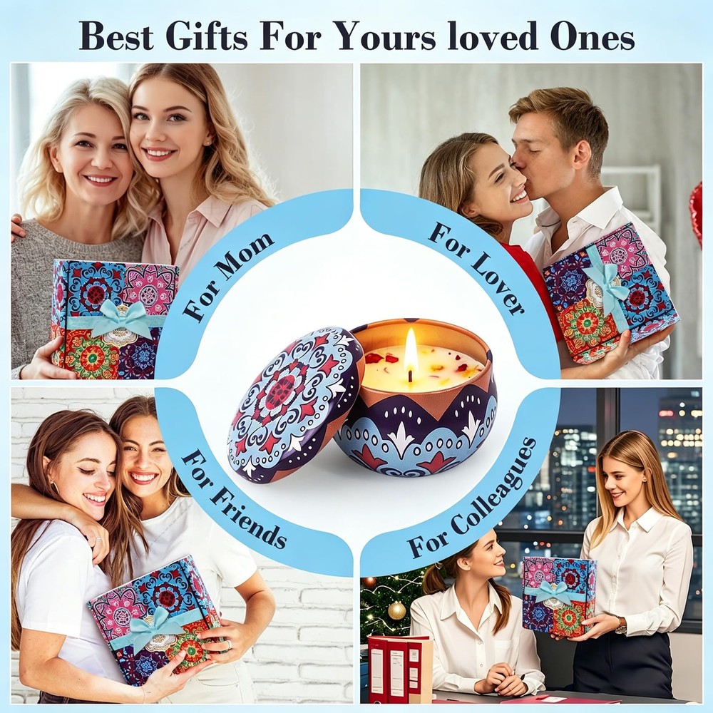 4 Pack Scented Candles for Mom, Aromatherapy Small Candles Gift Set with 8% E...