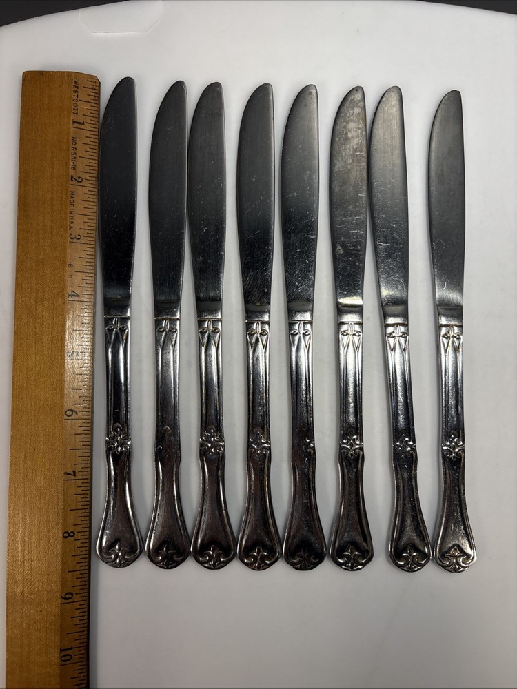 48 Piece Lot Alco Stainless Flatware Scrolls Scalloped Handle Spoon Knife Fork
